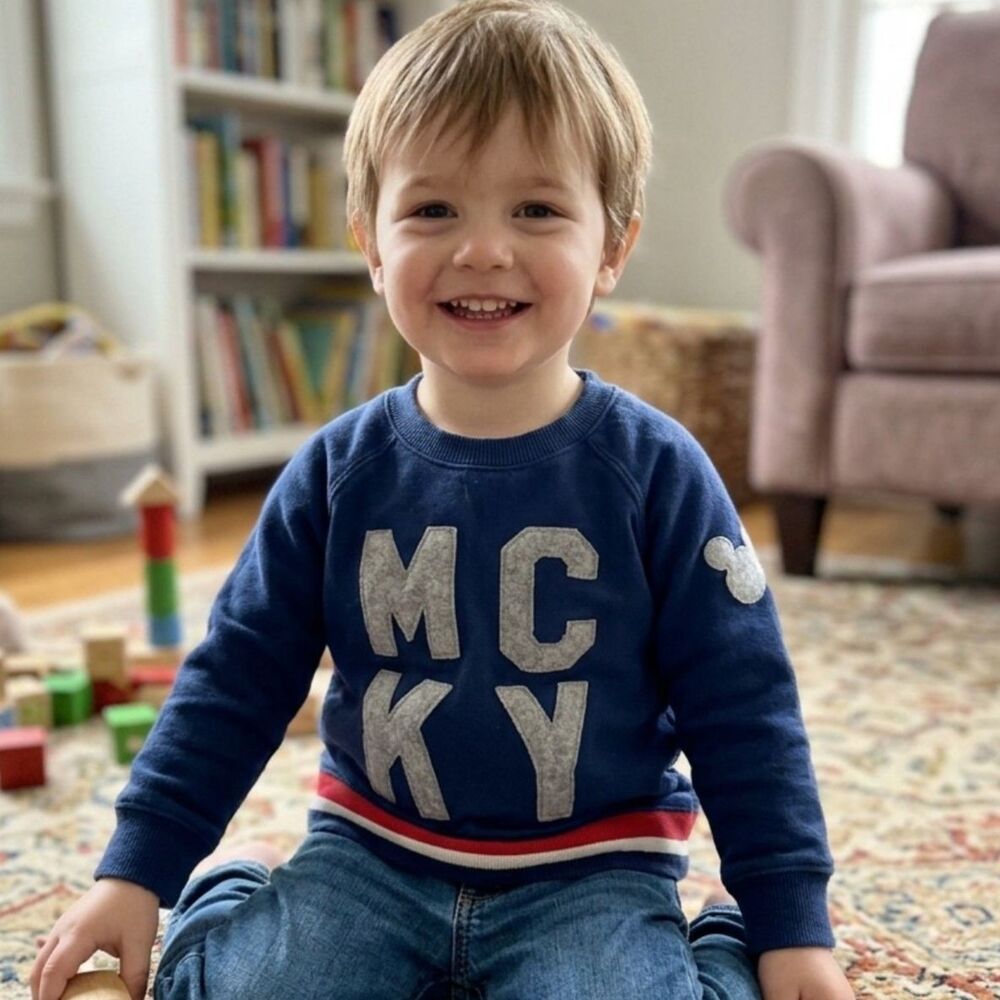Mickey Mouse Sweatshirt Boy's Top MCKY Toddler 3T Blue Gap x Disney Retro 3T 3